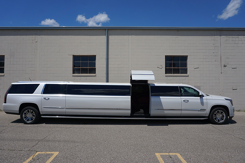 Cadillac Escalade white limousine